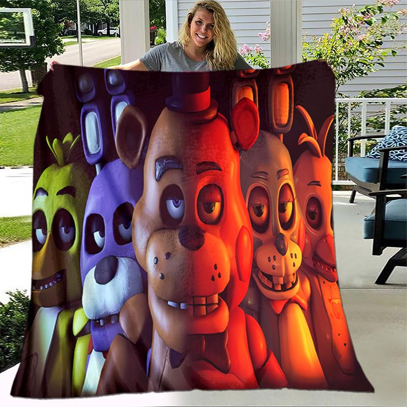 Cartoon Five Nights at Freddys printed throw blanket—lightweight,soft,warm;versatile blanket all seasons—perfect air-conditioning throw,nap blanket