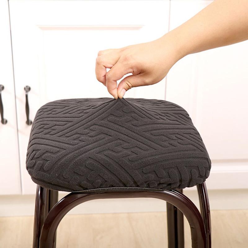 Jacquard Bar Chair Cover Stretch Short Back Bar Stool Covers Dining Room Anti-Dirty Seat Slipcovers For Hotel Wedding Home