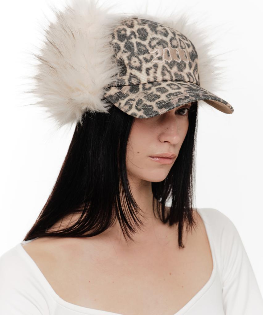 2000Akaibeuseu 2000 Fur Earflap Cap (Leopard)