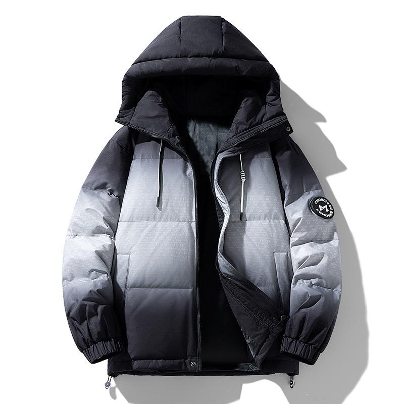 Gradual Change Color Loose Casual Fashion Trendy Versatile Winter New Men's and Women's Hooded White Duck Down Jacket