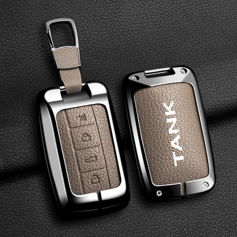 Alloy Car Key Case Cover For Great Wall GWM WEY TANK 300 500 Tank300 Tank500 Key Bag Shell Holder Protector Keychain Accessories