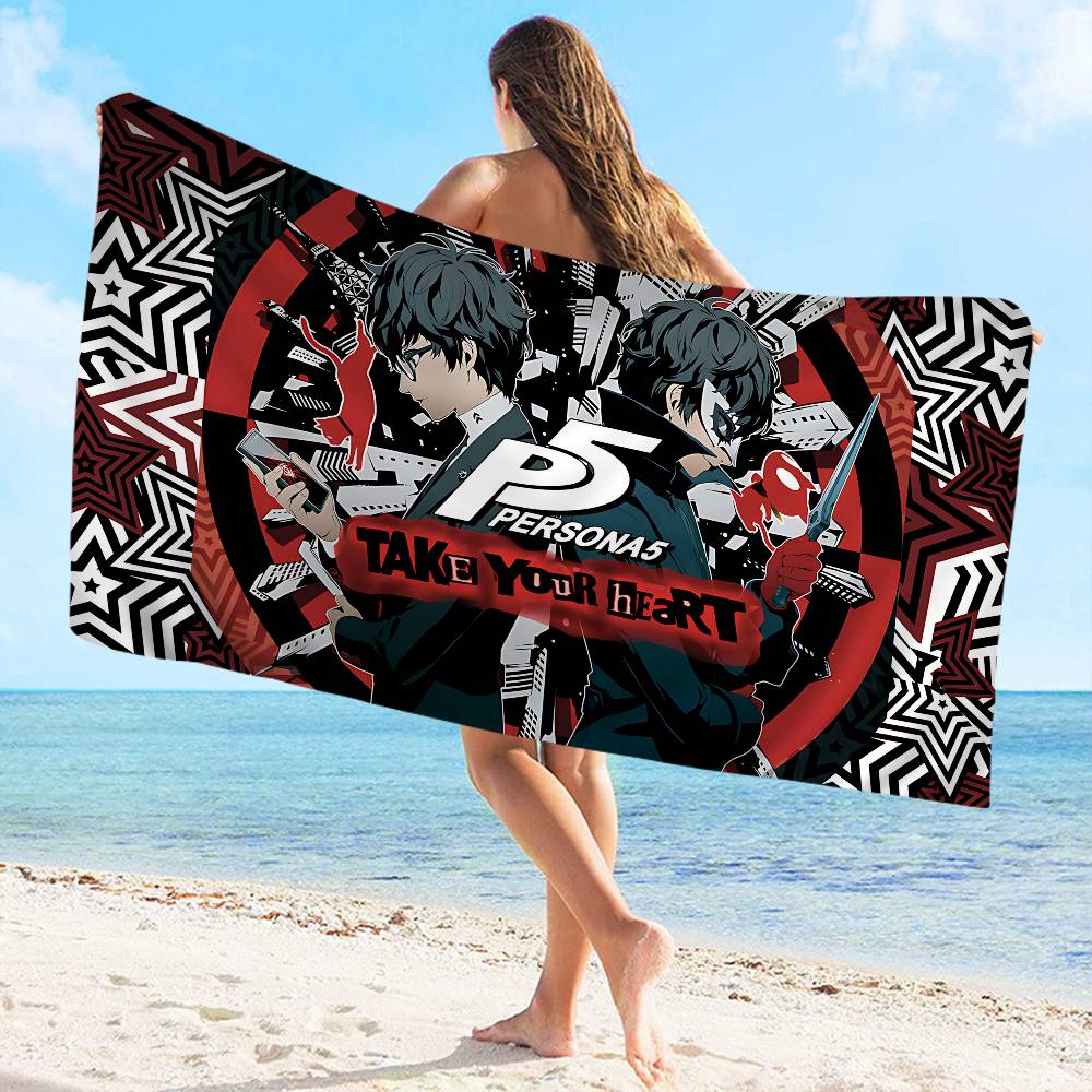 Popular games P-persona-A 5 Beach Towel Colorful Bath Towels for Girl Microfiber Quick Dry Custom Sand Free Beach Spa Gym Pool
