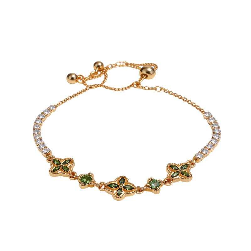 Gold Electroplated Zircon Flower Jewelry For Women Stylish Office Accessory