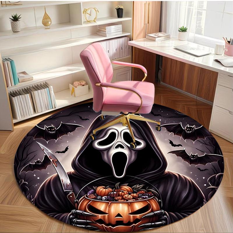 Ghostface Print Round Rug, Washable Floor Carpet, For Entryway Dorm Laundry Room Office Study, Home Decor Birthday Christmas Gift