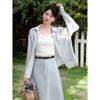 Damen blau lockere Passform Langarm Sonnenschutzkleid