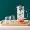 Glass Pitcher with Lid, Heat Resistant Glass Water Carafe with Handle for Fridge, Pitcher for Iced Tea Milk, Hot and Cold 1000ml