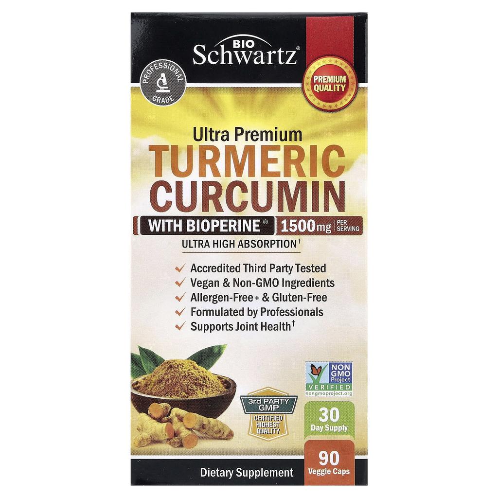 Ultra Premium Turmeric Curcumin with Bioperine®, 90 Veggie Capsules
