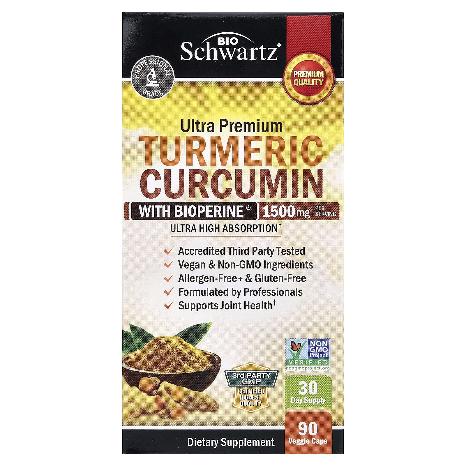 

Ultra Premium Turmeric Curcumin with Bioperine®, 90 Veggie Capsules