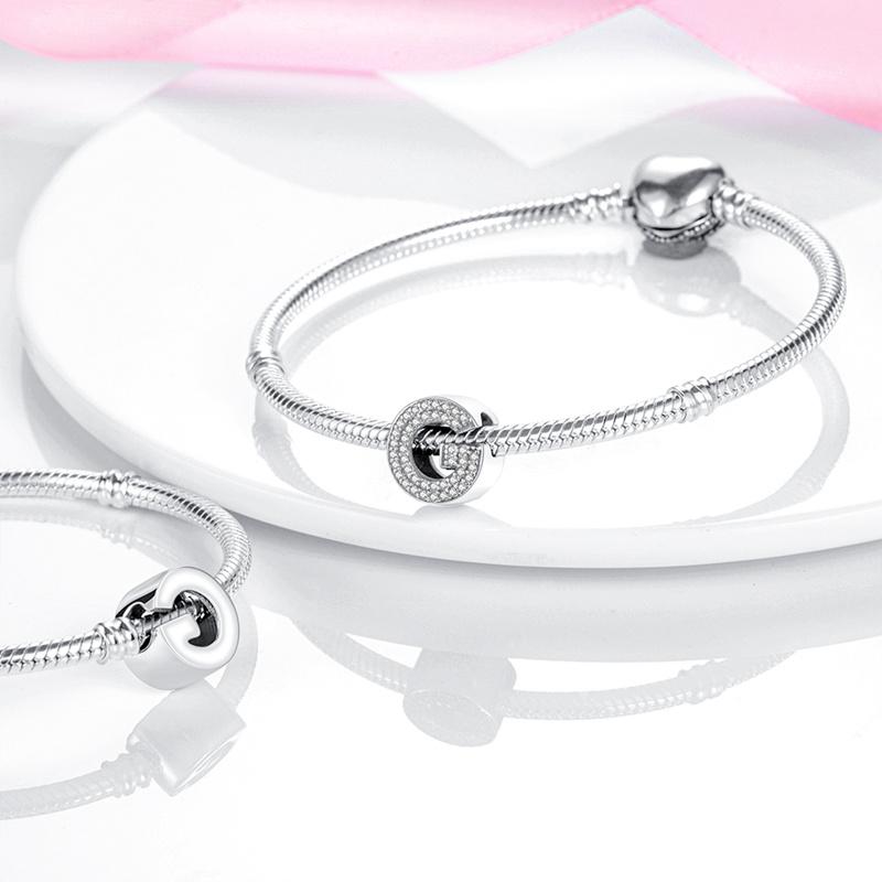 Silver Color Original Fit S925 Original Bracele Silver Classic 26 Letters Beads Charm Diy Women Pendan Jewelry