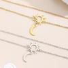 Stainless Steel Adjustable Double Layer Sun & Moon Pendant Necklace - Light Luxury Style