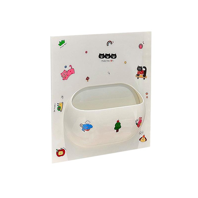 Cartoon Cat Multifunctional Storage Rack For Bathroom Cosmetics Plastic Wall Without Mark Punching Storage Rack Diy Decoration