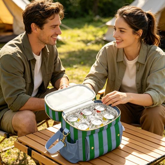 Insulation Lunch Bag, Leakproof Portable Cooler Tote Bag, Large Capacity Lunch Bag with Crossbody Strap, Portable Picnic Lunchbox for Outdoor Parties