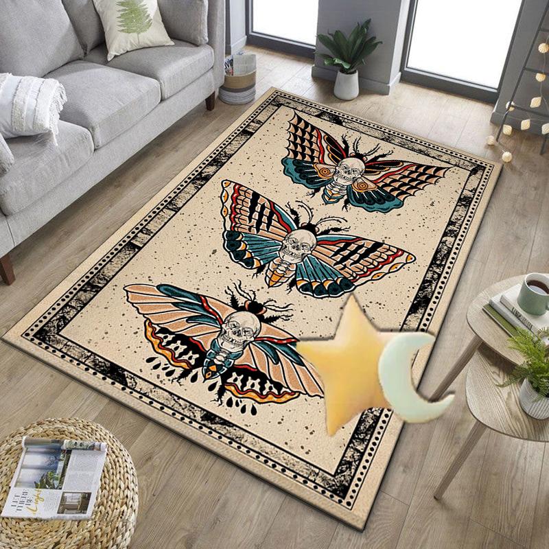Gothic Moth And Skulls Office Rug Chair Mat, Entryway Carpet, Suitable for Front Door, Bedroom, Living Room, Desk, Holiday Gift