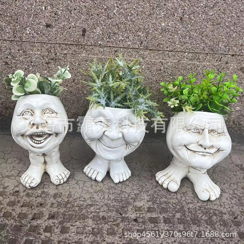 Muggly Ausdruck Statue Blumentopf – Lustige Muggle Ausdruck Skulptur – Harz Sukkulenten Topf – Schreibtisch Garten Dekoration