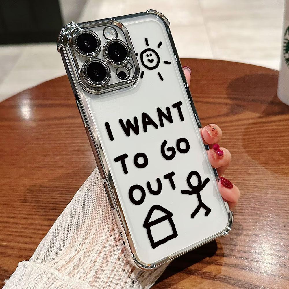 

I Want To Go Home Plating Phone Case For Xiaomi 15T 15 14 13 Poco M7 F7 F4 F5 X7 X6 X5 X3 Pro Ultra 4G 5G Anti Fall Airbag Xiaomi 14 5G
