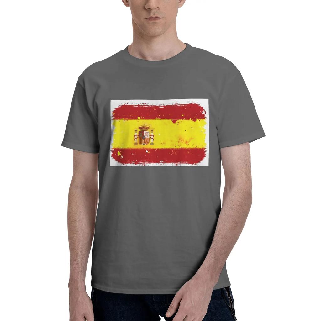 Spain Grunge Flag Men TShirt Plus Size T Shirts Mens Crew Neck Cotton Tees Short Summer Male