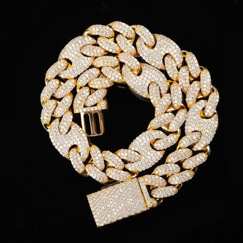 

Мужское ожерелье-кубинская цепь 20 мм Miami Lock с цирконом, в стиле хип-хоп