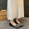 New inner height-increasing women's shoes flat-soled wedding shoes shallow mouth single shoes women's leather rhinestone ladyshoes one pedal Doudou
