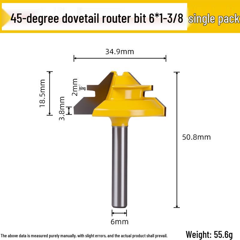 45-Degree Tenon Joint Trimmer, Mortise and Tenon Woodworking Engraver, 90-Degree Right Angle Milling Cutter, Panel Joining Blade