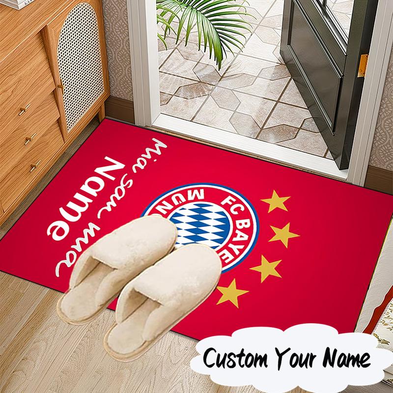 Custom Name Bayern Munich Crest Rug for Living Room, Game Rooms, Office, Bedroom, Floor Mat Playful Design, fan gifts Christmas decor