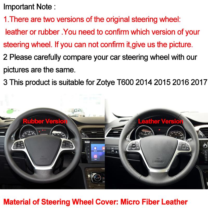 Hand Sewing Car Steering Wheel Cover Wrap For Zotye T600 2014 2015 2016 2017 Braid On the Steering Wheel Auto Car Accessories