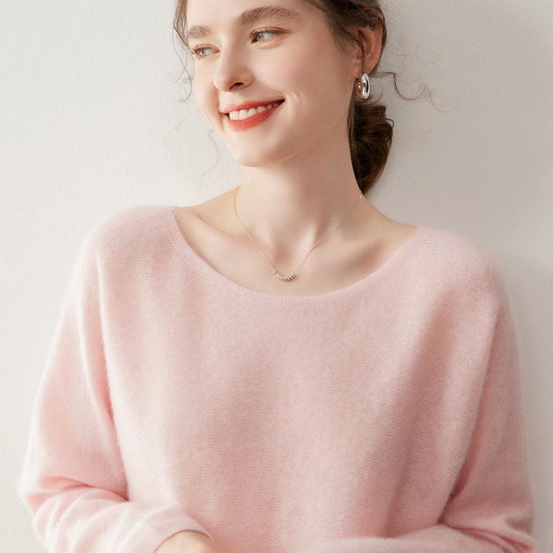 Women's Seamless Cashmere Loose Knit Sweater - Round Neck Pullover, Versatile Thin Wool Top