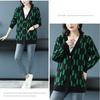 Herbst/Winter Damen Übergröße Strickjacke Pullover V-Ausschnitt Lockere Strickjacke Bedrucktes einreihiges Strickoberteil