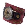 Leather Bracelet Watch Vintage Rivets Casual Fashionable Leather Quartz Watch for Men Women