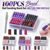 100PCS 80/120/180/240 Grit Nail Sanding Bands Mixed‑grit Nail Sanding Band Set  Manicure,Salon