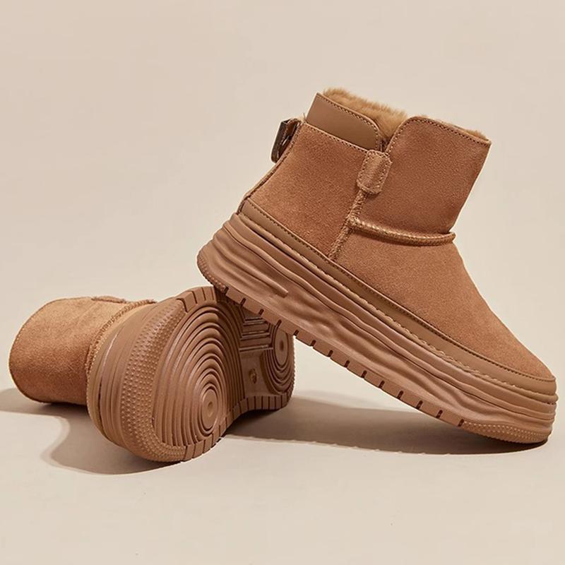 Winter Women Genuine Cowhide Rabbit Fur Snow Boots New Winter Thick-soled Cotton Boots Waterproof Plus Velvet Thick Cotton Boots