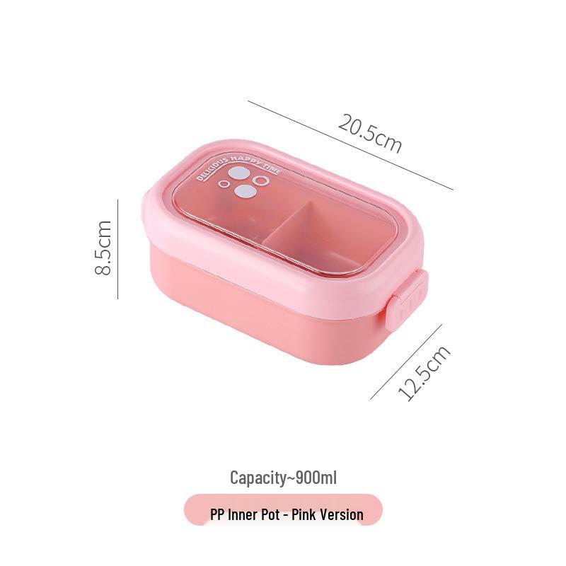 Microwavable Japanese-Style Wheat Straw Lunch Box Set with Compartments for Students and Office Workers
