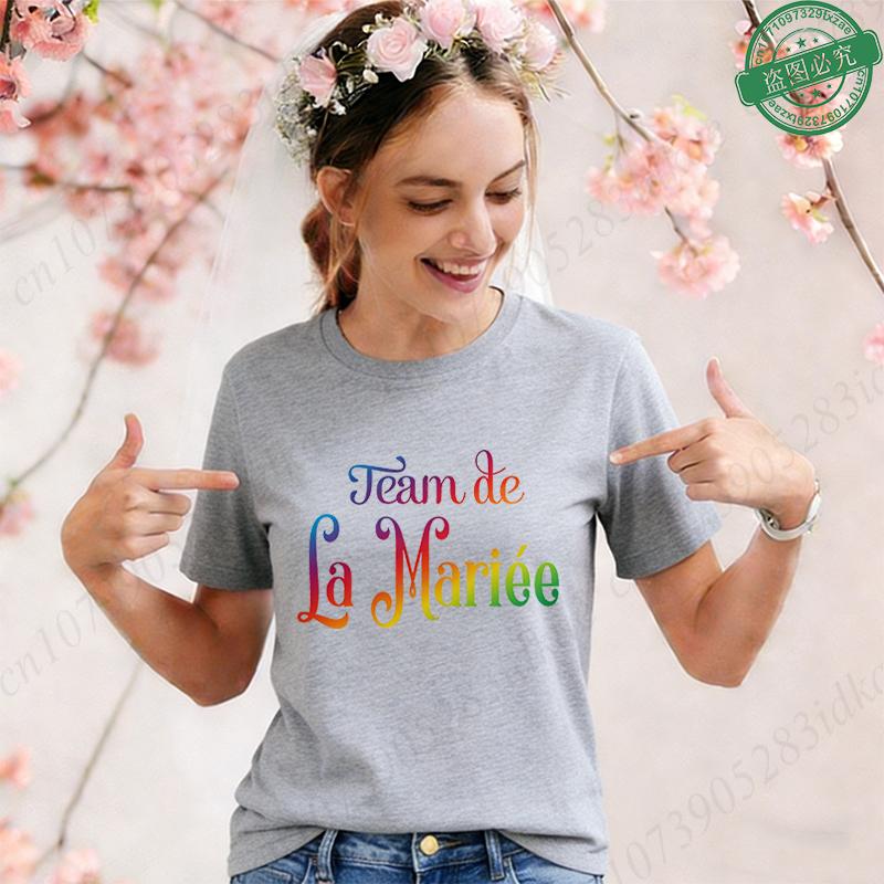 French Girls Bachelorette EVJF T-Shirts Future Bride Team Print Casual Short Sleeve Tees for Bride Squad Party Matching Outfits