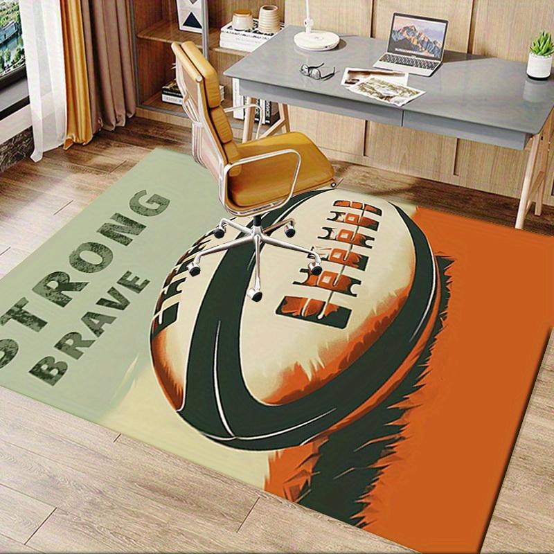 Office Carpet Strong & Brave Rugby Ball Design Sofa Rug for Chairs, Underneath Protection Ma