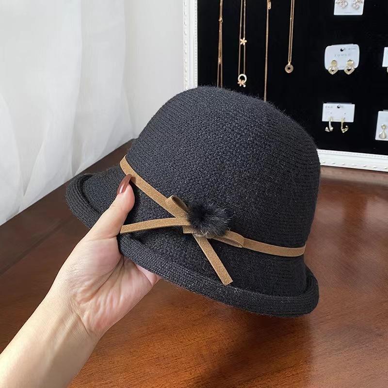 Curled Top Hat Autumn and Winter Thin Japanese Fashion Bucket Hat Sunscreen Visor Hat