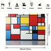 2D Geometric Abstract Backdrop Red Yellow Blue Squares Party Background Cloth