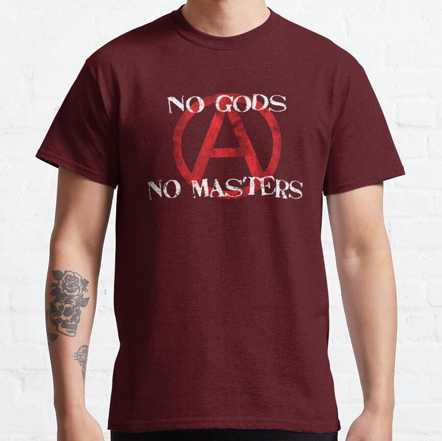 No Gods No Masters Anarchist Anarchy Activist Punk Protest Anarchy Symbol Graphic T Shirts Large Size Adult Tops