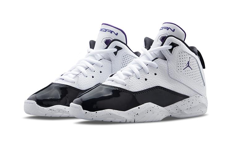 Jordan B'Loyal Leather Cushioning Mid Top Children's Basketball Shoes White Black Kids' CK1426-115