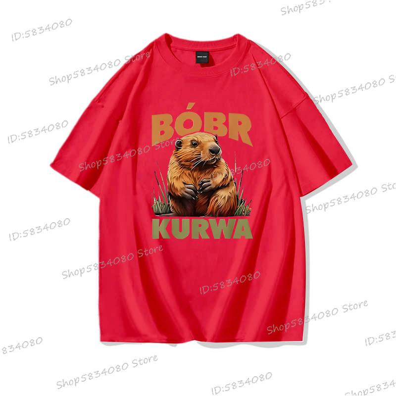 Cartoon Biber Kurwa T-Shirt Hohe Qualität 100% Baumwolle Kurzarm T-Shirts Kurwa Biber Unisex Mode Lässige T-Shirts Grafisch Bedruckt