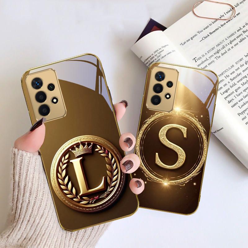 Lorbeerblatt Ring Gold Für Samsung A 01 52S A04 A05S A10 A12 A13 22 23 24 36 42 M02 Note 10 20Ultra 8 9 Goldene Glas Handyhülle