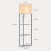 Corner Floor Lamp with Shelves, Tall Standing Lamps for Living Room, with Pull Chain Switch Bulb not Included, Grey