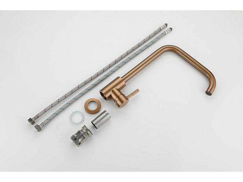 Stainless Steel Brushed Gold Kitchen Faucet with Hot and Cold Water Mixer