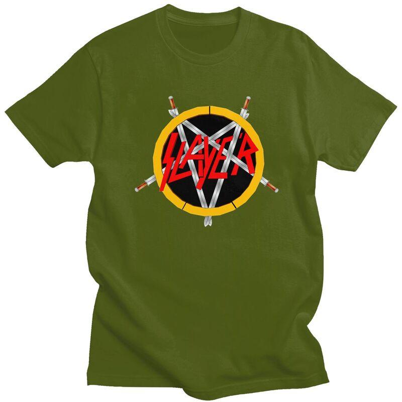 Custom Heavy Metal Rock Slayers Logo T Shirts Men ShortSleeve Tshirt Casual Tee 100 Cotton Oversized Tshirt Gift