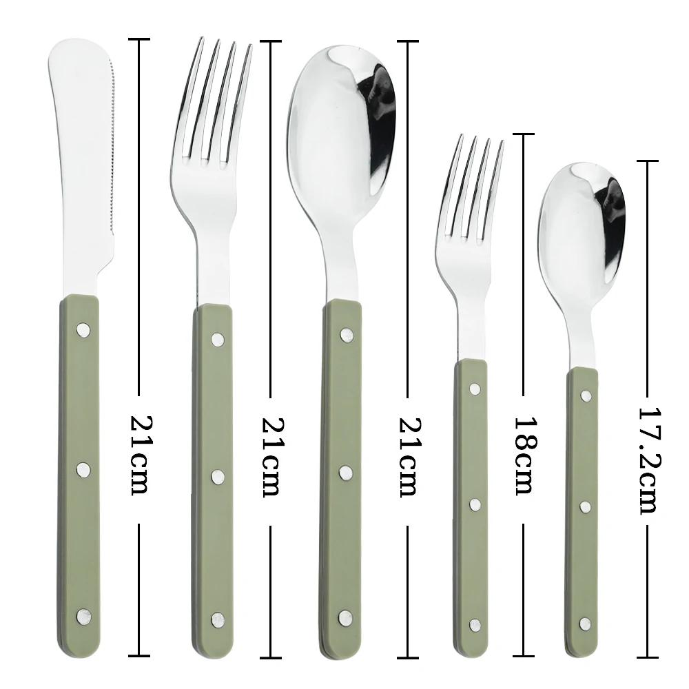 20Pcs ABS Handle Rivets Decoration Cutlery Set Stainless Steels Dinner Set Knife Fork Spoon Western Flatware Kitchen Dinnerware