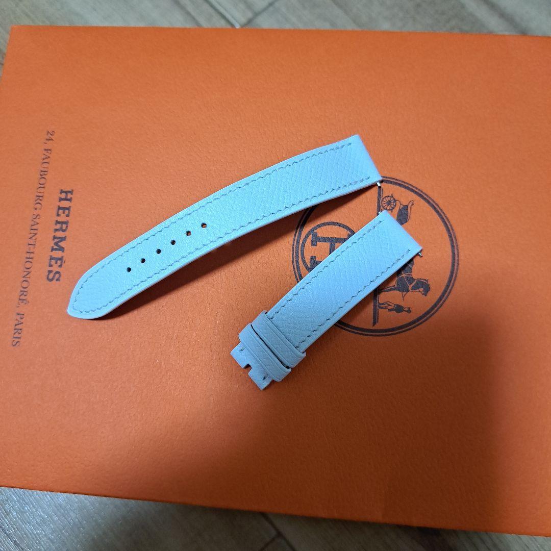 Used HERMES leather belt H watch pm size white unused