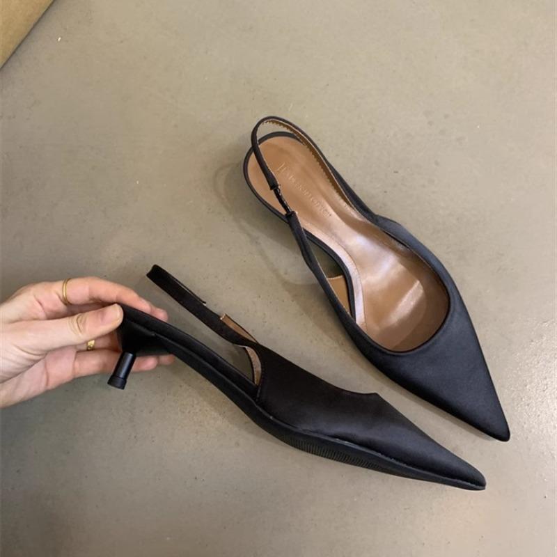 Fashion New Style Elegant Women Sandals Pointed Toe Elegant Low-heel Shoes Summer Fashion Slingback Woman Mules Shoes Pumps Dress Shoes