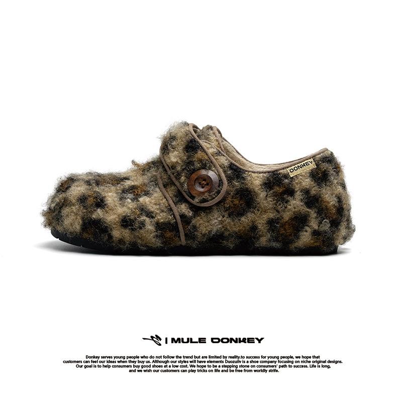 Niche Design Plaid Felt Beautiful Boken Shoes All-inclusive Women's Velvet Doudou Single Shoes Inner Height Increase Warm Fluffy Shoes