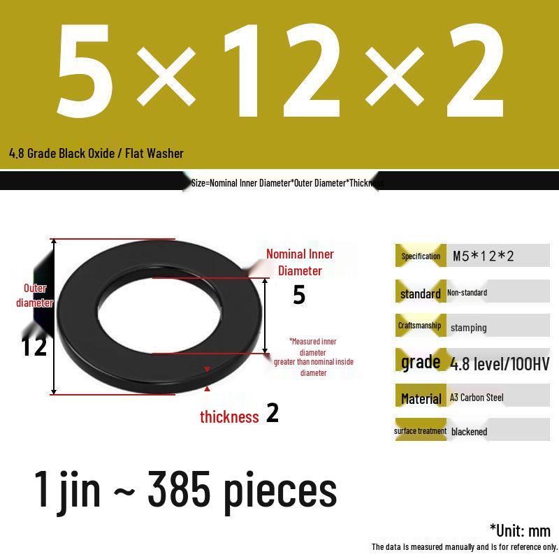 Blackened Enlarged Thickened Metal Washer - M3-M42
