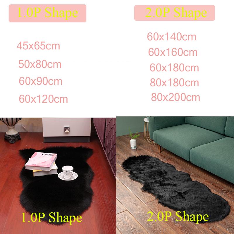 Wit Shaggy Nep Schaapswollen Vloerkleed Zacht Pluizig Wasbaar Pluche Vloerkleed voor Slaapkamer Nachtkastje Woonkamer Sofa Decoratie 45x65cm zwart