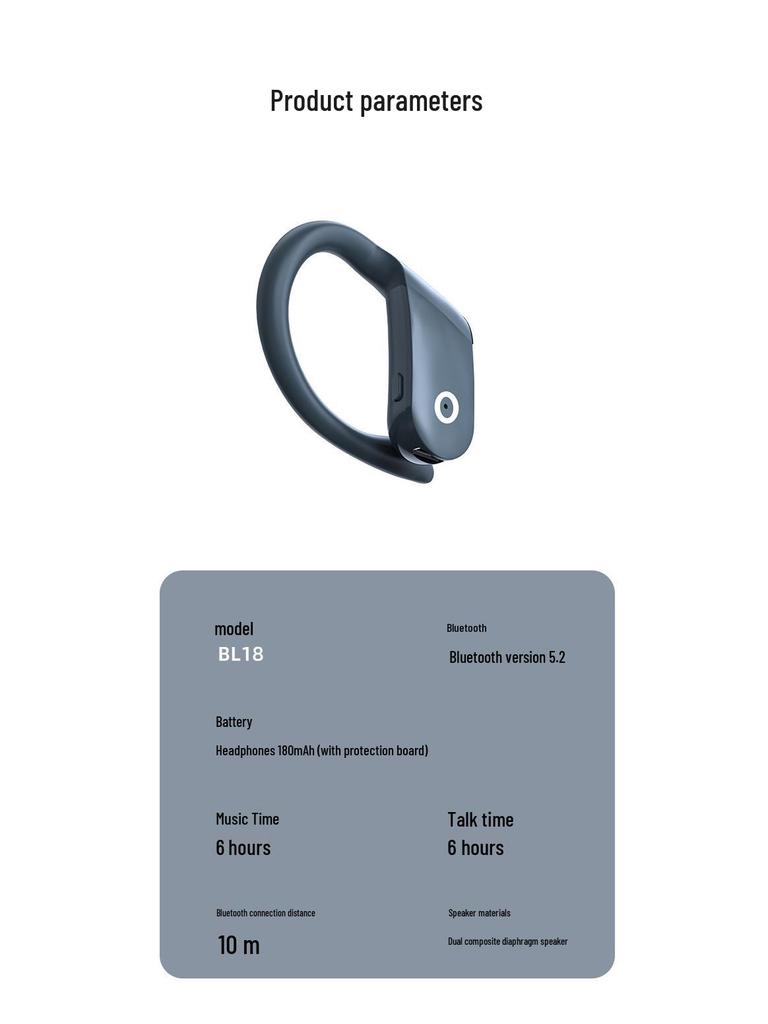 Premium BL18 Sports Wireless Bluetooth Ear-hook Earbud