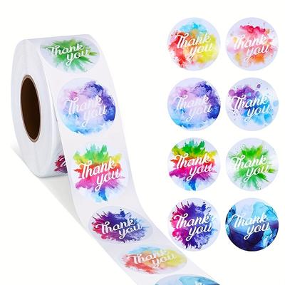 500pcs Vibrant Watercolor Thank You Stickers - Dreamy Pastel Designs, Self-Adhesive Labels for Handmade Crafts & Sealing Decorations, Multicolor Gradi